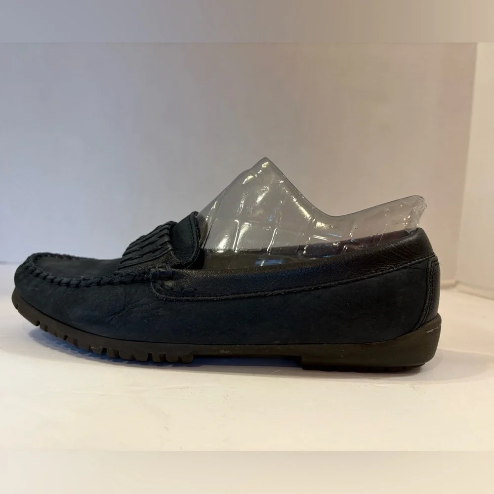 Hush Puppies dark blue leather slide-on loafers shoes size 6.5 M